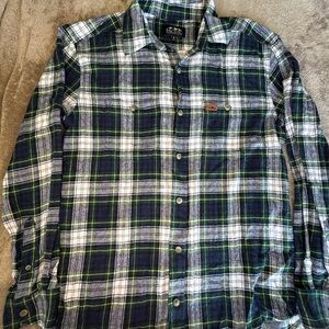 Pacific Outfitters Men’s Blue and Green Plaid Shirt